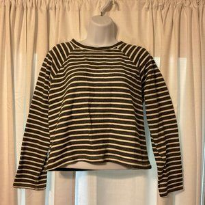 Beyond Yoga Boxy Top XS Black-Gray White Stripe Long Sleeve